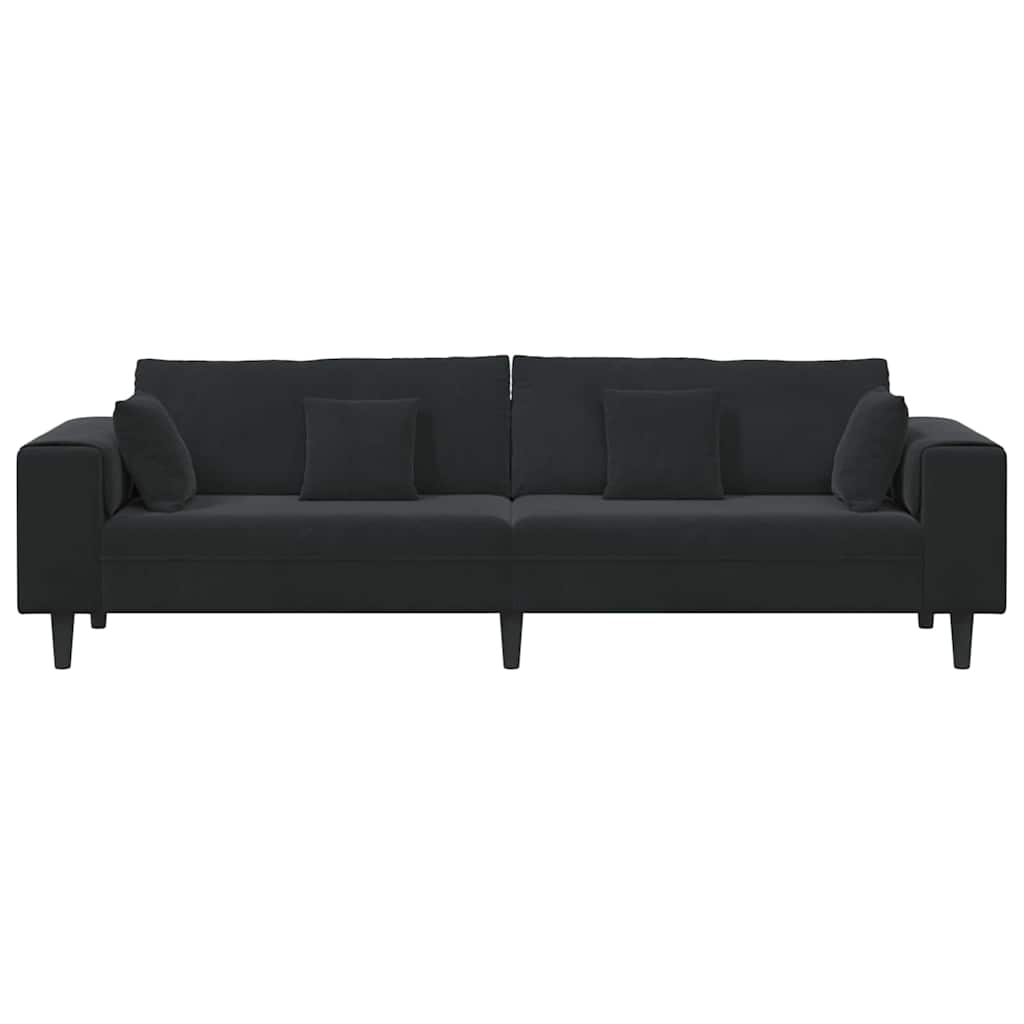 Velvet Sofa with Cushion Black 208 cm Velvet